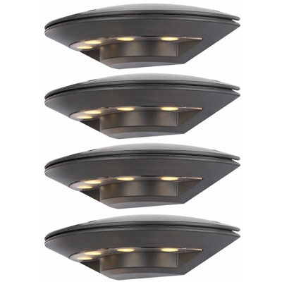 4x Lampade da parete per esterni lussuose a LED, balcone, luci per terrazzi antracite ALU - ETC-SHOP