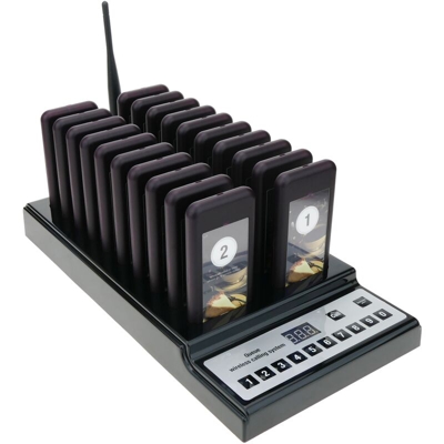 Sistema chiamate coda wireless cercapersone base tastiera 10+2 tasto e 20 cercapersone - Primematik