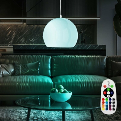 Etc-shop - RGB LED 7 Watt lampada a sospensione luce cambiacolori sfera metallica luce colorata dimmerabili