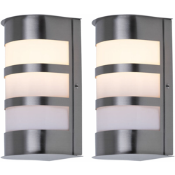 Etc-shop - Set di 2 facciate esterne lampada set Lampada in acciaio inox tra cui due 4 lampade di watt LED en oferta