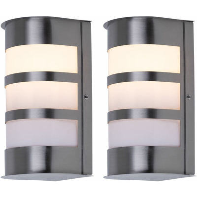 Etc-shop - Set di 2 facciate esterne lampada set Lampada in acciaio inox tra cui due 4 lampade di watt LED