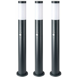 Etc-shop - 3x lampada da terra per esterni, base per terrazza, rilevatore di movimento, luce in acciaio inossidabile precio