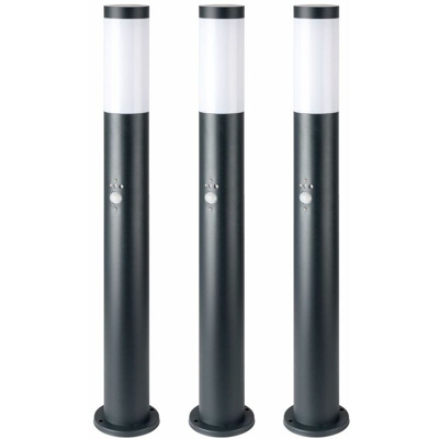 Etc-shop - 3x lampada da terra per esterni, base per terrazza, rilevatore di movimento, luce in acciaio inossidabile