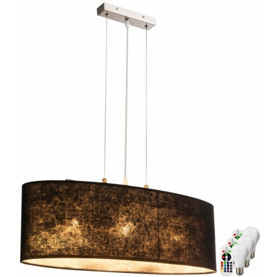 Etc-shop - cucine di luce a soffitto lampada a sospensione in tessuto nero DIMMERABILE Set incl. RGB lampade a LED
