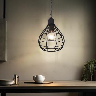 Globo - Lampada a sospensione a sospensione lampada a griglia in metallo illuminazione soggiorno nero 15388H