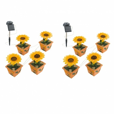 Etc-shop - Set di 2 a quattro luci esterne di illuminazione della lampada giardino fiorito solare a LED
