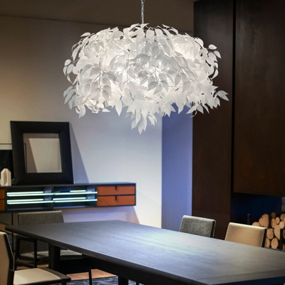 Etc-shop - Design lampada da soffitto a pendolo illuminazione sala da pranzo foglie lampada a sospensione bianca