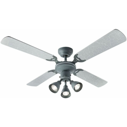 Etc-shop - Ventilatore a soffitto foglio argento interruttore a 3 punti luce nel set tra cui lampadine a LED en oferta