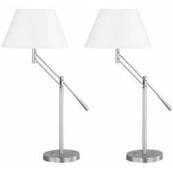 Etc-shop - Set di 2 lampade da tavolo illuminazione da tavolo in piedi lampada tessile bianca regolabile características