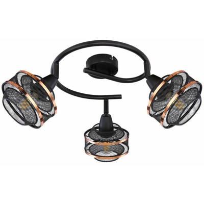Globo - VINTAGE plafoniera a soffitto rondel da salotto reticolare SCHWARZ-GOLD orientabile 54020-3