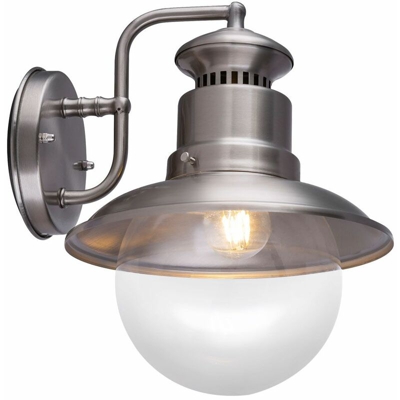 Etc-shop - Lampada da parete vintage in acciaio inossidabile con lanterna in acciaio inox per esterni, lampadine a LED incluse