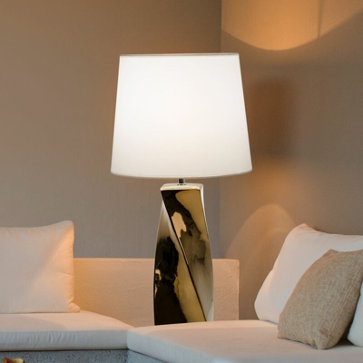 Lampada da comodino design lampada da lettura in ceramica oro / bianco illuminazione cameretta tessile - ETC-SHOP