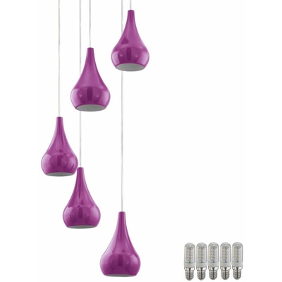 Pendolo soffitto appeso faretti illuminazione camera da letto EEK viola A ++ nel set, tra cui lampade a LED - ETC-SHOP