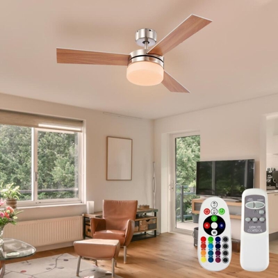 Etc-shop - Ventilatore da soffitto a LED Lampada telecomando RGB Luce Raffreddatore Ventilatore Cambia colore Cucina soggiorno