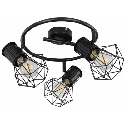 Globo - Spot Rondell Faretto Lampada da soffitto a gabbia orientabile Lampada per soggiorno Illuminazione griglia Nero 54017-3