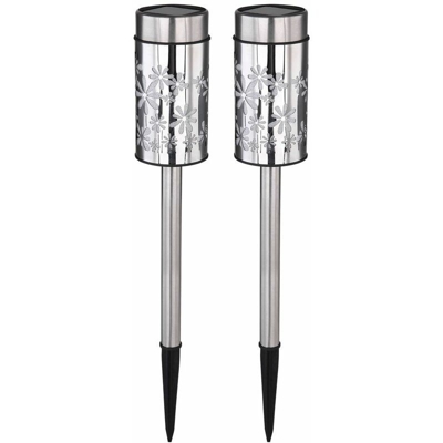 Globo - 2x lampade a LED per esterni solari a LED RGB decorazione del parco in acciaio inossidabile cambia colore spike 33574-2