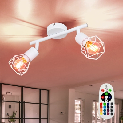 Etc-shop - Faretto a soffitto retrò lampada telecomando spot gabbia lampada orientabile bianca dimmerabile in set con illuminazione a LED RGB