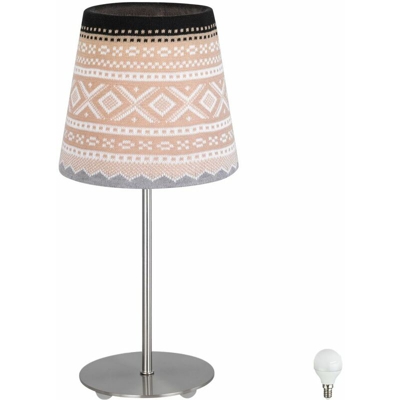 Etc-shop - sguardo maglia lampada da tavolo camera da letto della lampada di lettura di notte beige chiaro nel set incl. lampade a LED