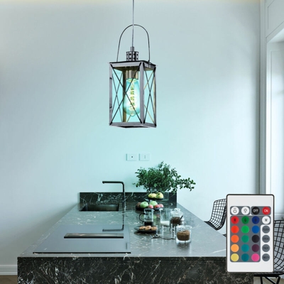 Etc-shop - Lampada da soffitto a pendolo retrò Lanterna dimmer a sospensione con set di vetro incluso Lampadine a LED RGB