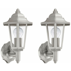 Etc-shop - Set di 2 applique da parete per esterni in acciaio inossidabile, lanterna per patio, lampada per vialetto in un set con lampadine a LED características