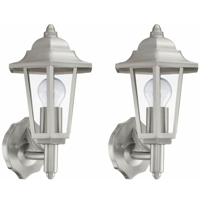 Etc-shop - Set di 2 applique da parete per esterni in acciaio inossidabile, lanterna per patio, lampada per vialetto in un set con lampadine a LED