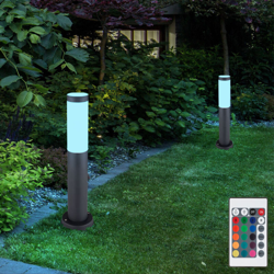 Etc-shop - Set di 2 lampade base da esterno a LED RGB DIMMERABILE giardino terrazzo TELECOMANDO lampada da terra in acciaio inox en oferta