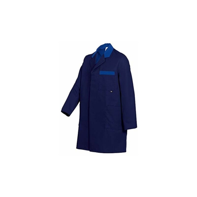 BP 1484-400-0110-47/49 - Cappotto da lavoro in cotone rinforzato, con bottone a pressione nascosto, blu scuro/blu royal, taglia 47/49