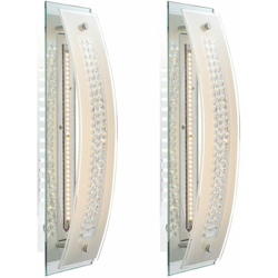 Etc-shop - Set di 2 luci della parete del LED che illuminano le lampade cromo satinato vetro smerigliato plafoniere Faretti características