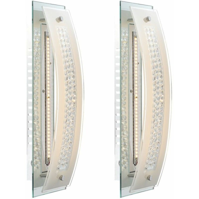 Etc-shop - Set di 2 luci della parete del LED che illuminano le lampade cromo satinato vetro smerigliato plafoniere Faretti
