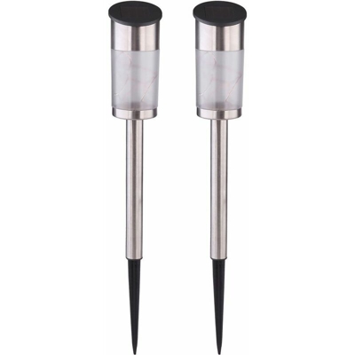 Globo - 2x lampade a LED ad innesto solare a catena leggera in acciaio inossidabile balcone a terra lampada da giardino spike argento 33799-2