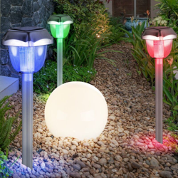 Set di 4 luci a LED a sfera per esterni Lampade a spina RGB con cambio di colore RGB Lampade da giardino a terra - ETC-SHOP en oferta