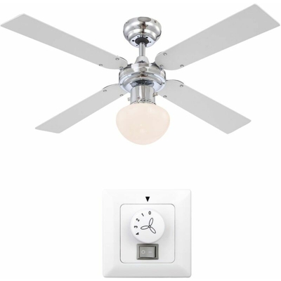 Etc-shop - Tranquillo ventilatore a soffitto camera dissipatori dispositivo della lampada in serie incl. Interruttore a parete