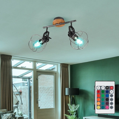 Etc-shop - Lampada da gabbia mobile retrò retroilluminata a sospensione a soffitto vintage dimmerabile nera in un set con illuminazione a LED RGB
