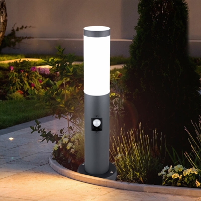 Etc-shop - Lampada da terra con illuminazione a balcone, rilevatore di movimento, lampada base in acciaio inossidabile in un set con illuminazione a