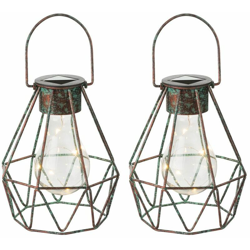 Etc-shop - Set di 2 lampade a sospensione a LED a griglia solare a soffitto, illuminazione da giardino, lampada a sospensione per esterno in bronzo características