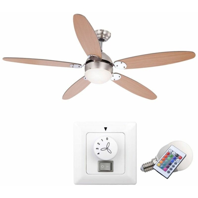 Etc-shop - Soffitto ventilatore radiatore colore sostituzione della lampada luce nel set comprendente interruttore della parete e lampade LED RGB