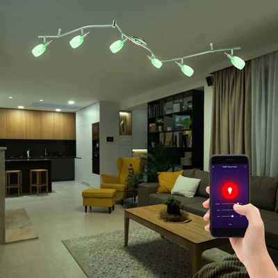 Etc-shop - Plafoniera intelligente, dimmerabile, faretto in vetro, controllabile tramite app, lingua del cellulare in un set comprensivo di lampade