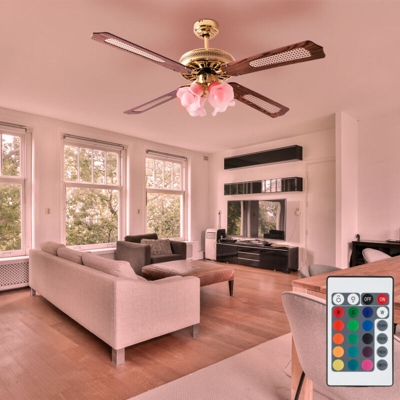 Etc-shop - Ventilatore da soffitto con dispositivo di raffreddamento telecomando lampada in vetro anti zanzara Ventilatore a 3 stadi dimmerabile in