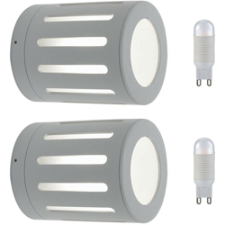 Etc-shop - Set di 2 facciate luce esterna del LED d'ingresso porta d'ingresso in vetro della lampada 1 foglia EEK A + en oferta
