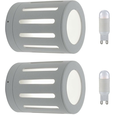 Etc-shop - Set di 2 facciate luce esterna del LED d'ingresso porta d'ingresso in vetro della lampada 1 foglia EEK A +