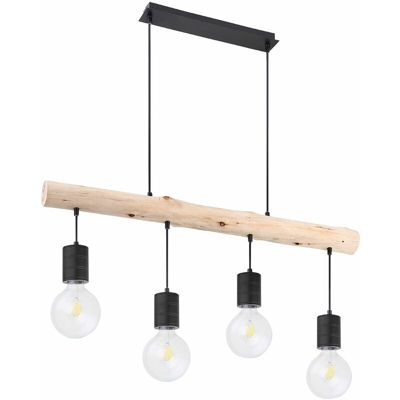 Etc-shop - RETRO lampada a sospensione a sospensione in legno alluminio lampada da soffitto a sospensione nera