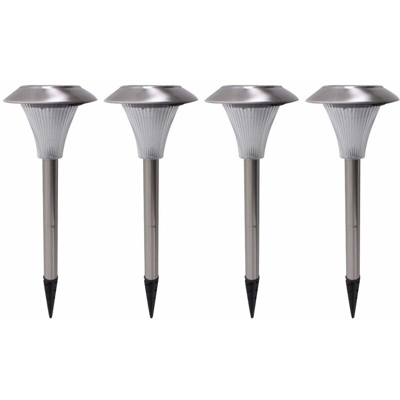 Set di 4 LED SOLAR Spine per esterni in acciaio inox Terrazze Garden Ground Spike Lamp Harms 504228
