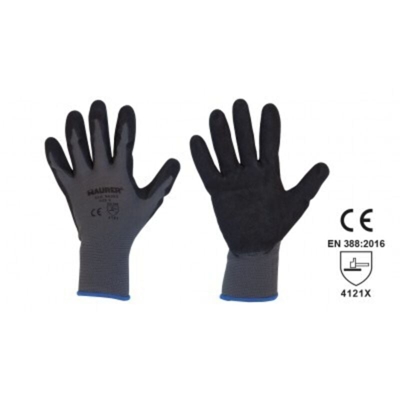 Guanti da Lavoro in Nitrile Nitrofit Tg. 9 con Polsino Maurer Conf. 12 Paia