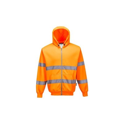 Felpa con cappuccio e zip alta visibilità | Small - Orange - NEUTRO (SENZA PERSONALIZZAZIONE) - PORTWEST