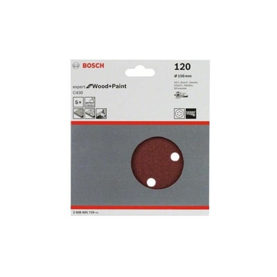 Bosch Dischi Abrasivi c430 Wood+paint Diam. 150 mm - 6 fori Aspirazione 120 gr Velcro Blister 5 Dischi