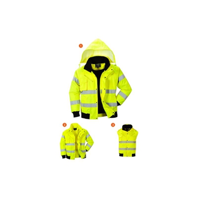 Portwest - Giacca Bomber 3-in-1 ad alta visibilità | XXL - Yellow - NEUTRO (SENZA PERSONALIZZAZIONE)