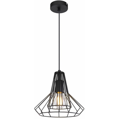 Globo - Lampada a sospensione, dimmerabile, cavo tondo tessile nero, aste in metallo