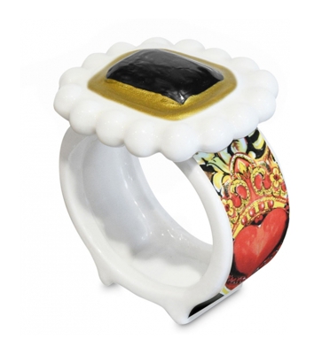 Baci-milano - BACI MILANO LEGATOVAGLIOLO BLACK MOOD 1 IN CERAMICA 5.5CM ACCESSORI TAVOLA CASA INTERNI