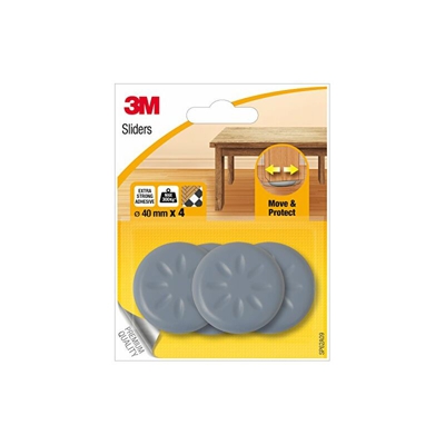 UU003708540 Pattini Protettivi Classici, Grigio, 40mm, Set di 4 Pezzi - Scotch