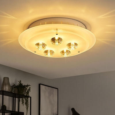 Esto - Plafoniera rotonda in metallo leggero Vetro satinato cristallo Energy Safe DIAMANTIS 40116